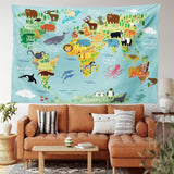 Tapestry abakuhaus wanderlust dyrekort over verden tegninger Hjem - Tilbehør og dekorationer Naty Shop