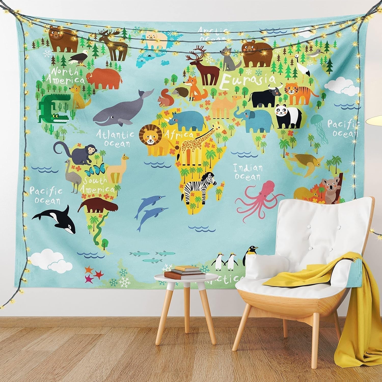 Tapestry abakuhaus wanderlust dyrekort over verden tegninger Hjem - Tilbehør og dekorationer Naty Shop