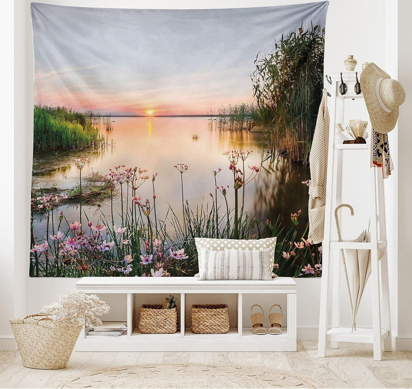 Tapestry abakuhaus wanderlust dyrekort over verden tegninger Hjem - Tilbehør og dekorationer Naty Shop Pink og blå 230L X 140B Cm