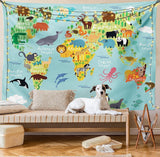 Tapestry abakuhaus wanderlust dyrekort over verden tegninger Hjem - Tilbehør og dekorationer Naty Shop