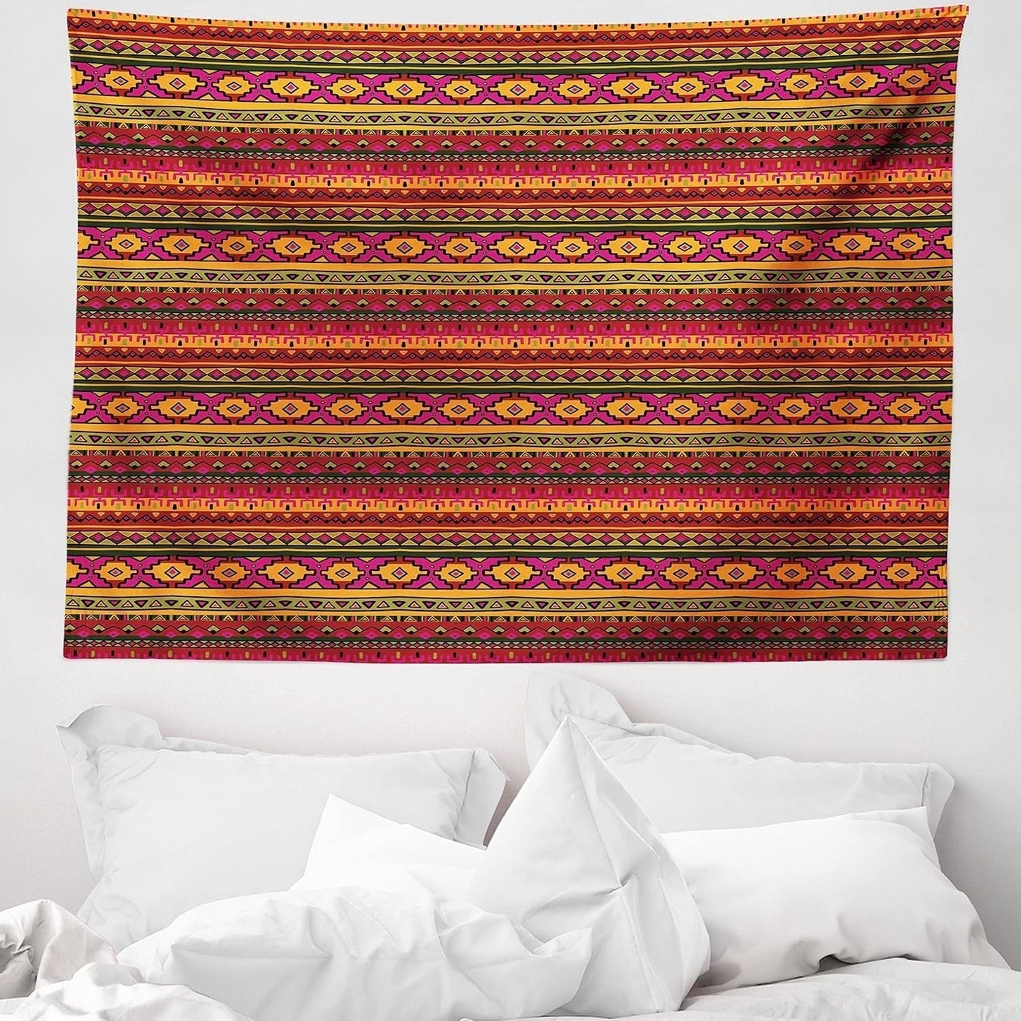 Tapestry abakuhaus wanderlust dyrekort over verden tegninger Hjem - Tilbehør og dekorationer Naty Shop Mørkerød orange 150L X 110B Cm