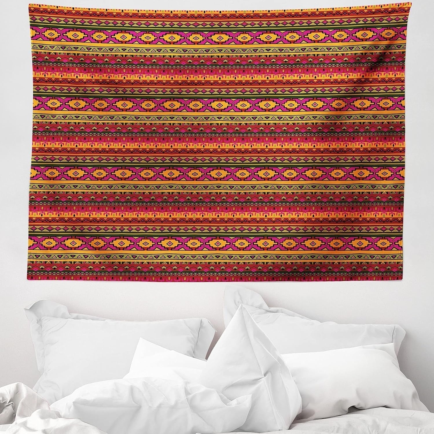 Tapestry abakuhaus wanderlust dyrekort over verden tegninger Hjem - Tilbehør og dekorationer Naty Shop Mørkerød orange 150L X 110B Cm