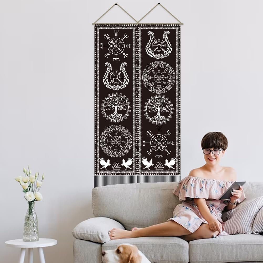 Tapestry ahandmaker viking symbol livets træ runer Hus - Tilbehør og dekorationer Naty Shop