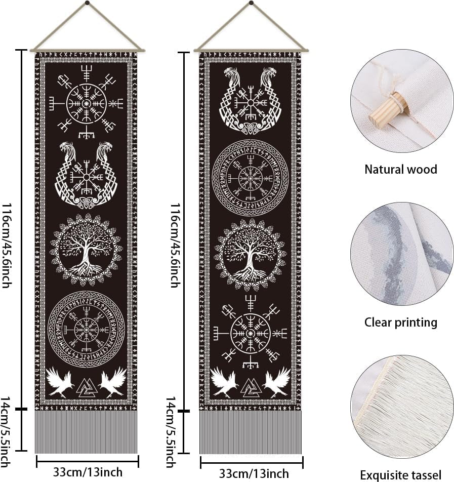 Tapestry ahandmaker viking symbol livets træ runer Hus - Tilbehør og dekorationer Naty Shop