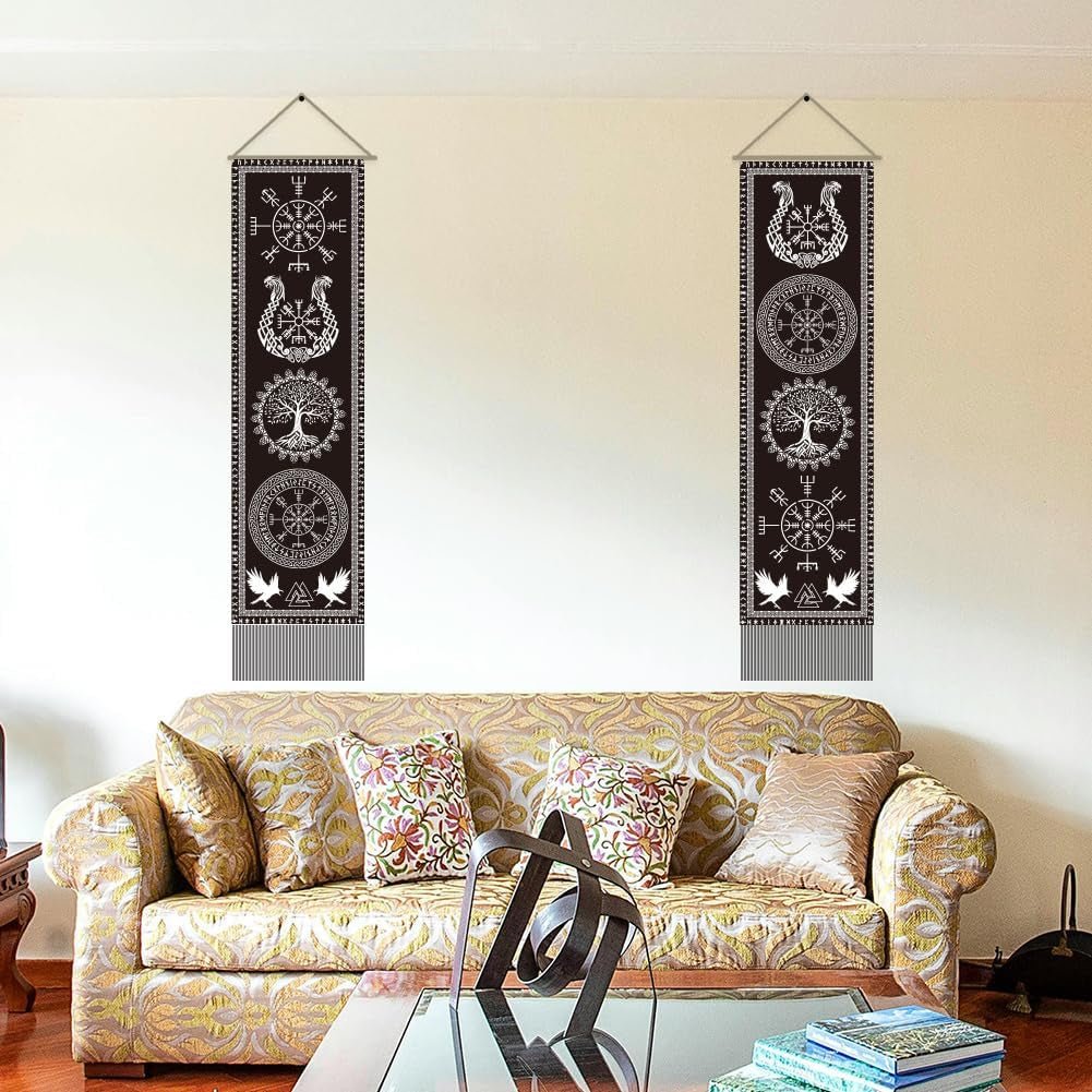 Tapestry ahandmaker viking symbol livets træ runer Hus - Tilbehør og dekorationer Naty Shop