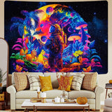 Tapestry alishomtll sort lys astronaut svamp fluorescerende botanisk Hjem - Tilbehør og dekorationer Naty Shop