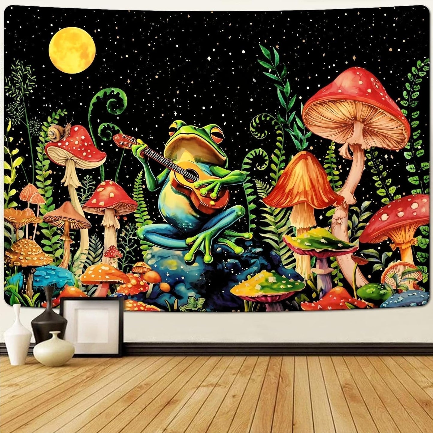 Gobelin alishomtll frø svamp måne stjerner farverige Hjem - Tilbehør og dekorationer Naty Shop Multi 150L X 130B Cm