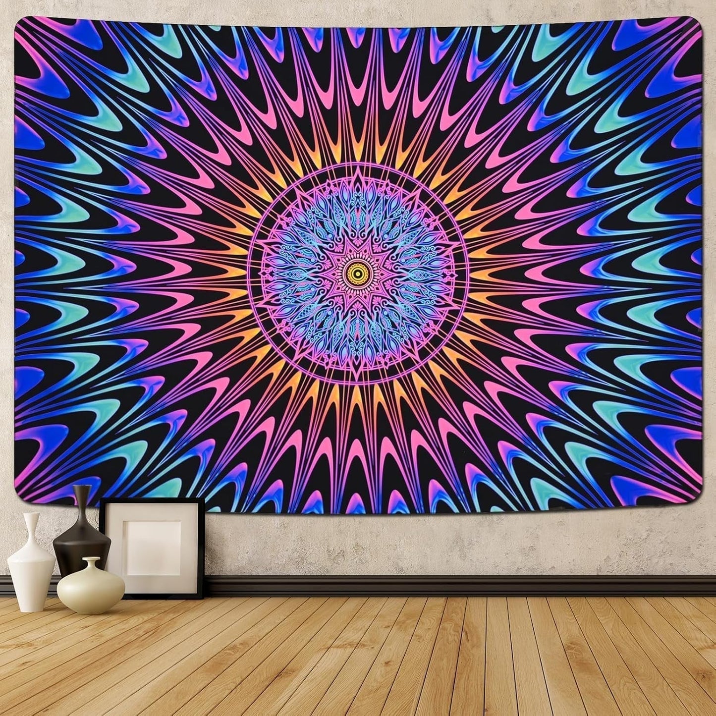 Tapestry alishomtll farvet mandala sort lys kunst Hjem - Tilbehør og dekorationer Naty Shop