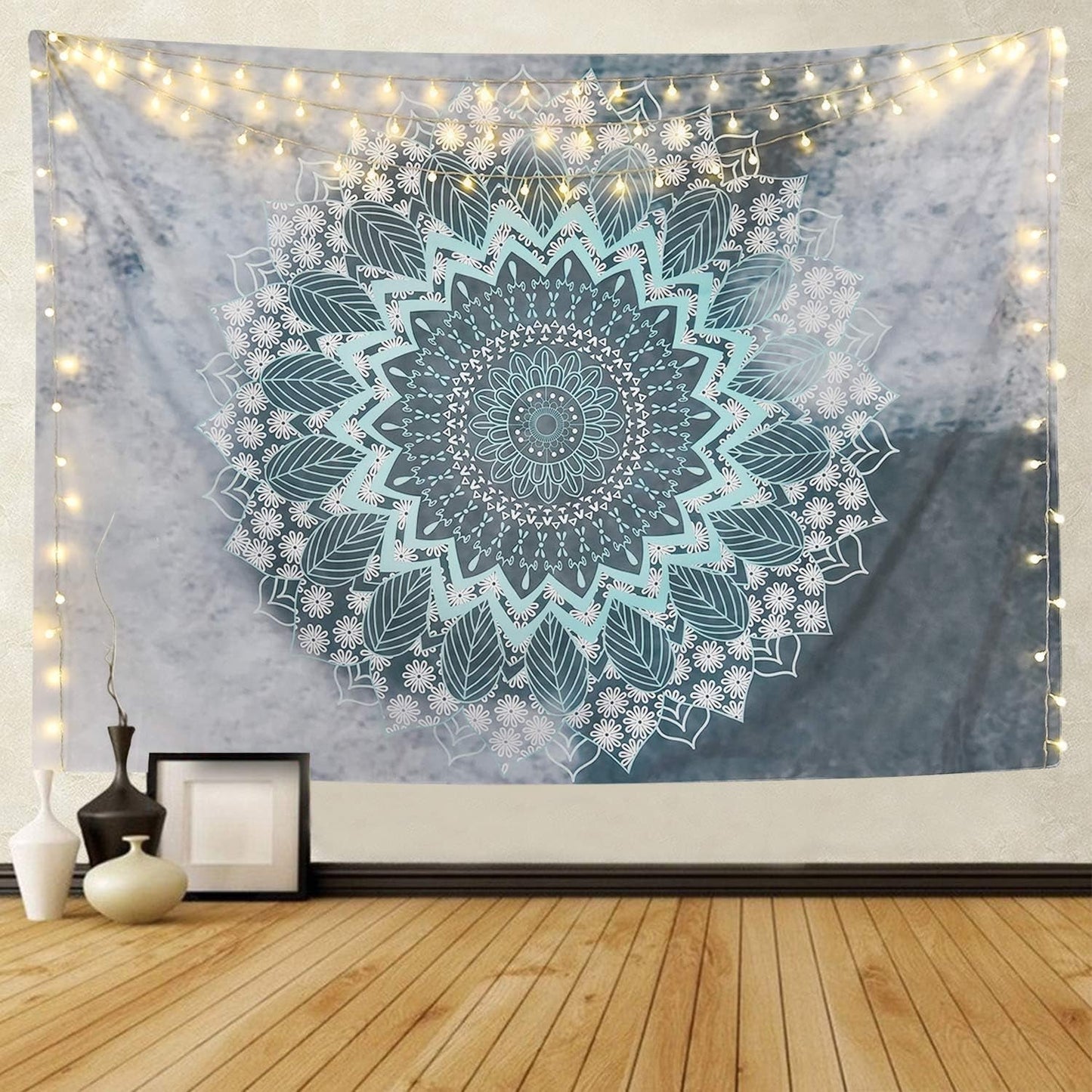 Tapestry alishomtll indisk mandala yoga hippie klud Hjem - Tilbehør og dekorationer Naty Shop 1 mandala (grå+blå) 235L X 235B Cm