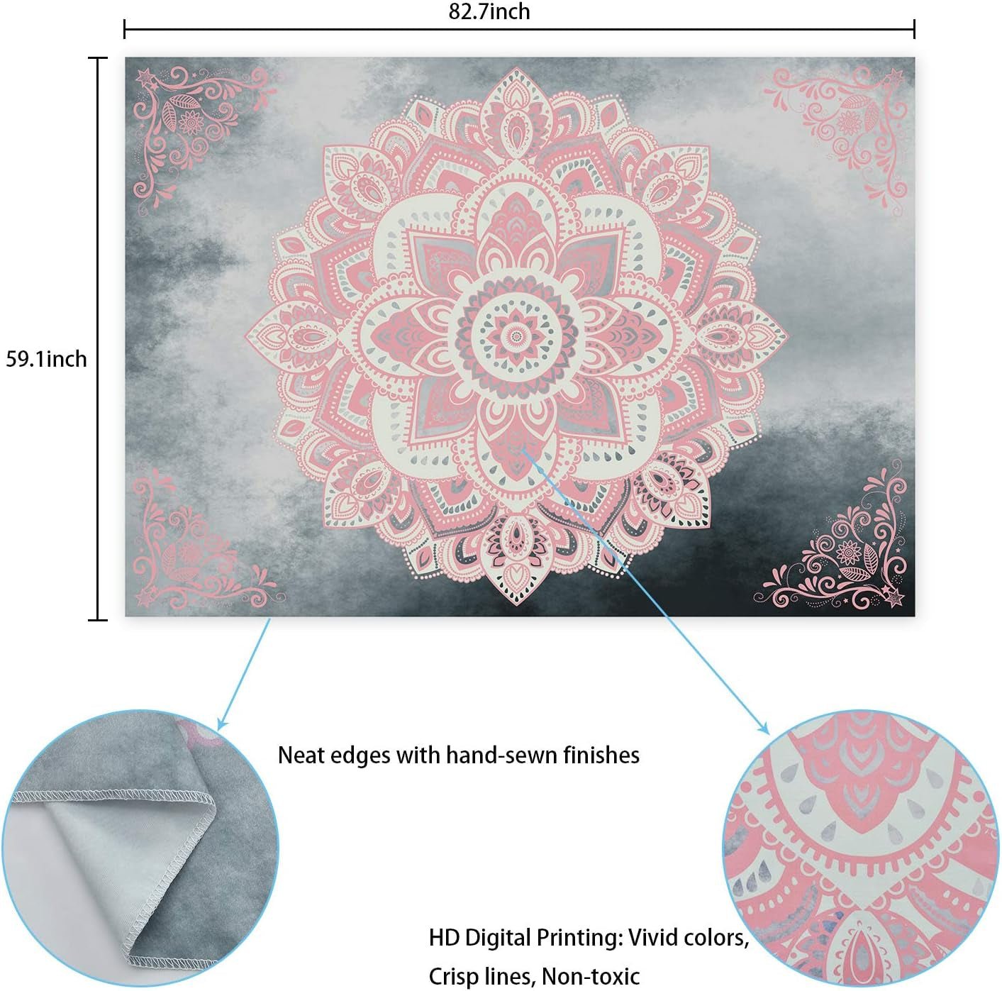 Tapestry alishomtll mandala Indisk boheme lærred Hjem - Tilbehør og dekorationer Naty Shop
