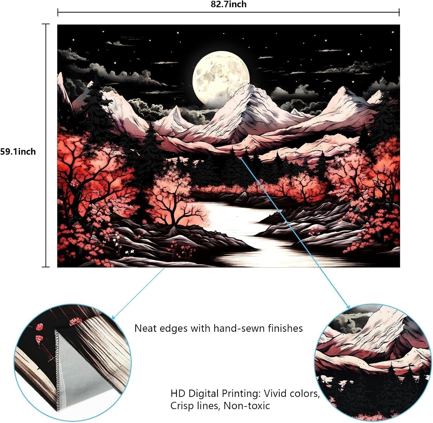 Tapestry alishomtll bjergscene måneskov bjerge Hjem - Tilbehør og dekorationer Naty Shop
