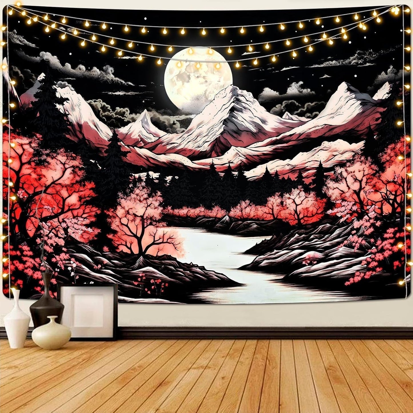 Tapestry alishomtll bjergscene måneskov bjerge Hjem - Tilbehør og dekorationer Naty Shop Multi 210L X 150B Cm