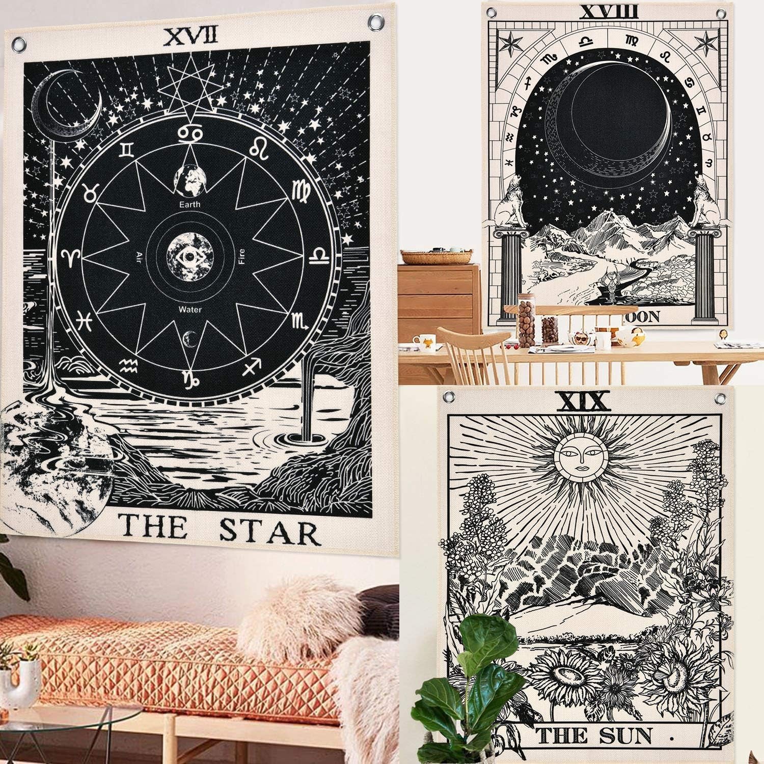 Tapestry alishomtll tarot sæt sol måne stjerner Hjem - Tilbehør og dekorationer Naty Shop