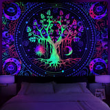 Tapestry alishomtll træliv fluorescerende sol og måne Hjem - Tilbehør og dekorationer Naty Shop Multi 210L X 150B Cm