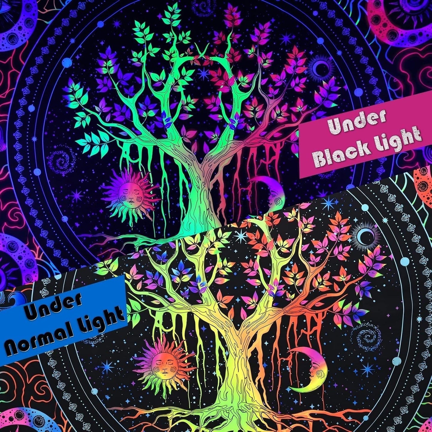 Tapestry alishomtll træliv fluorescerende sol og måne Hjem - Tilbehør og dekorationer Naty Shop