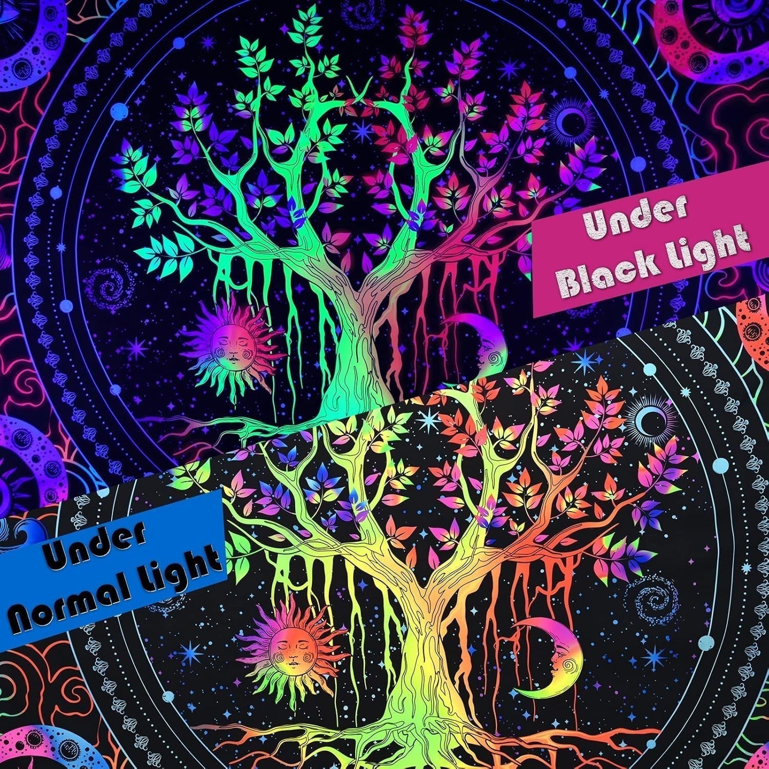 Tapestry alishomtll træliv fluorescerende sol og måne Hjem - Tilbehør og dekorationer Naty Shop
