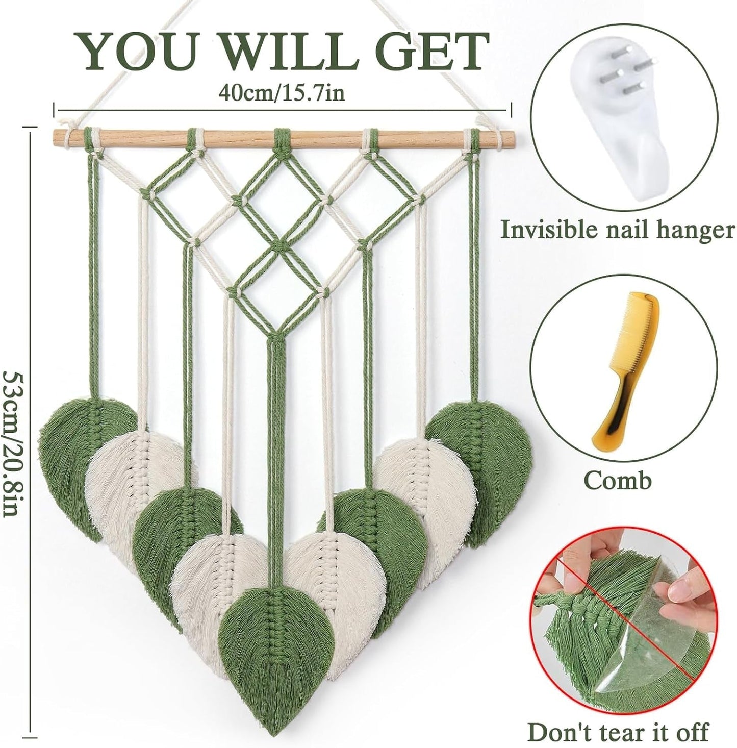 Tapestry astnic gobelin vævet grønne blade Hjem - Tilbehør og dekorationer Naty Shop