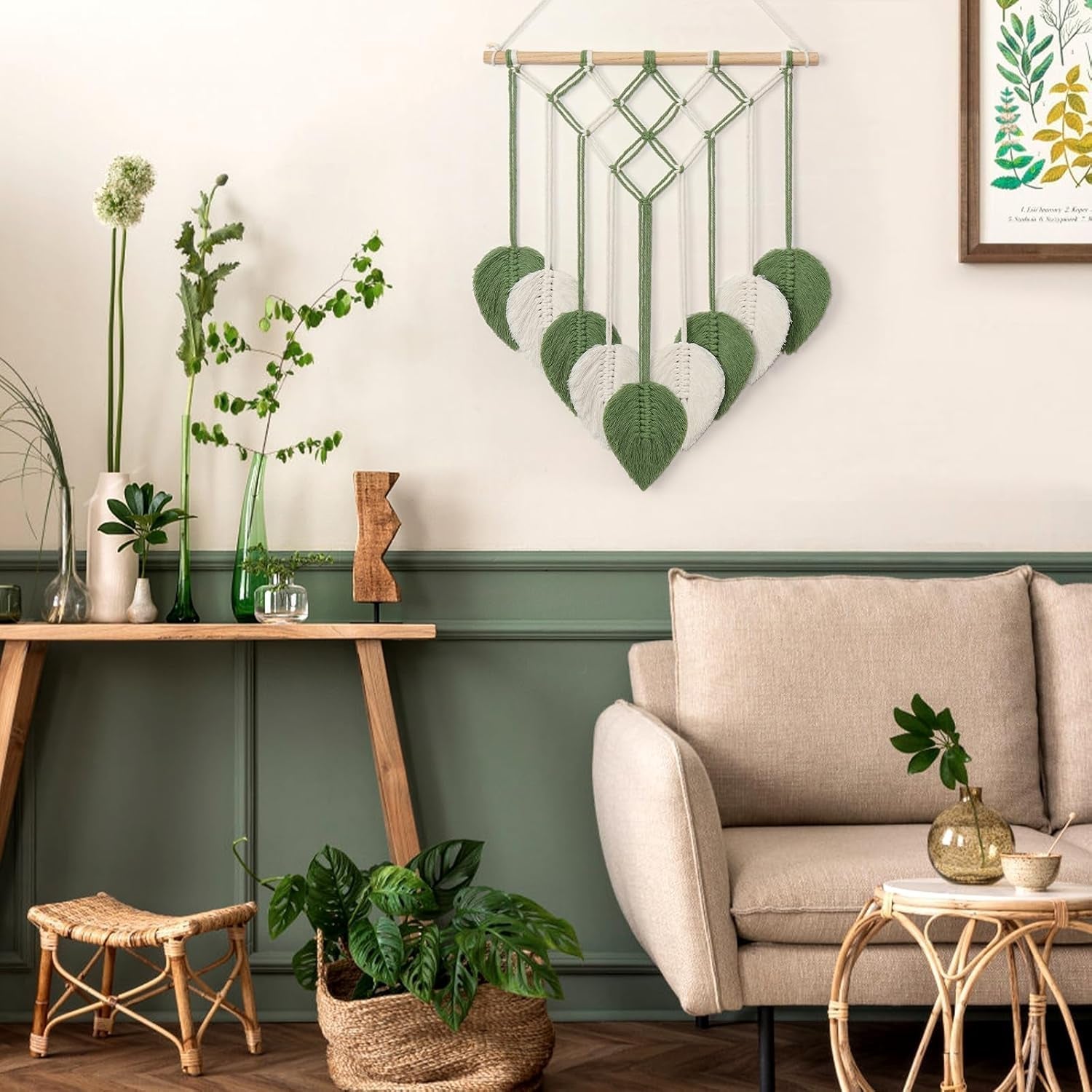 Tapestry astnic gobelin vævet grønne blade Hjem - Tilbehør og dekorationer Naty Shop