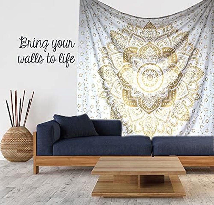 Tapestry guld metallisk mandala indisk bomuld strand kaste Casa - Tilbehør og dekorationer Naty Shop