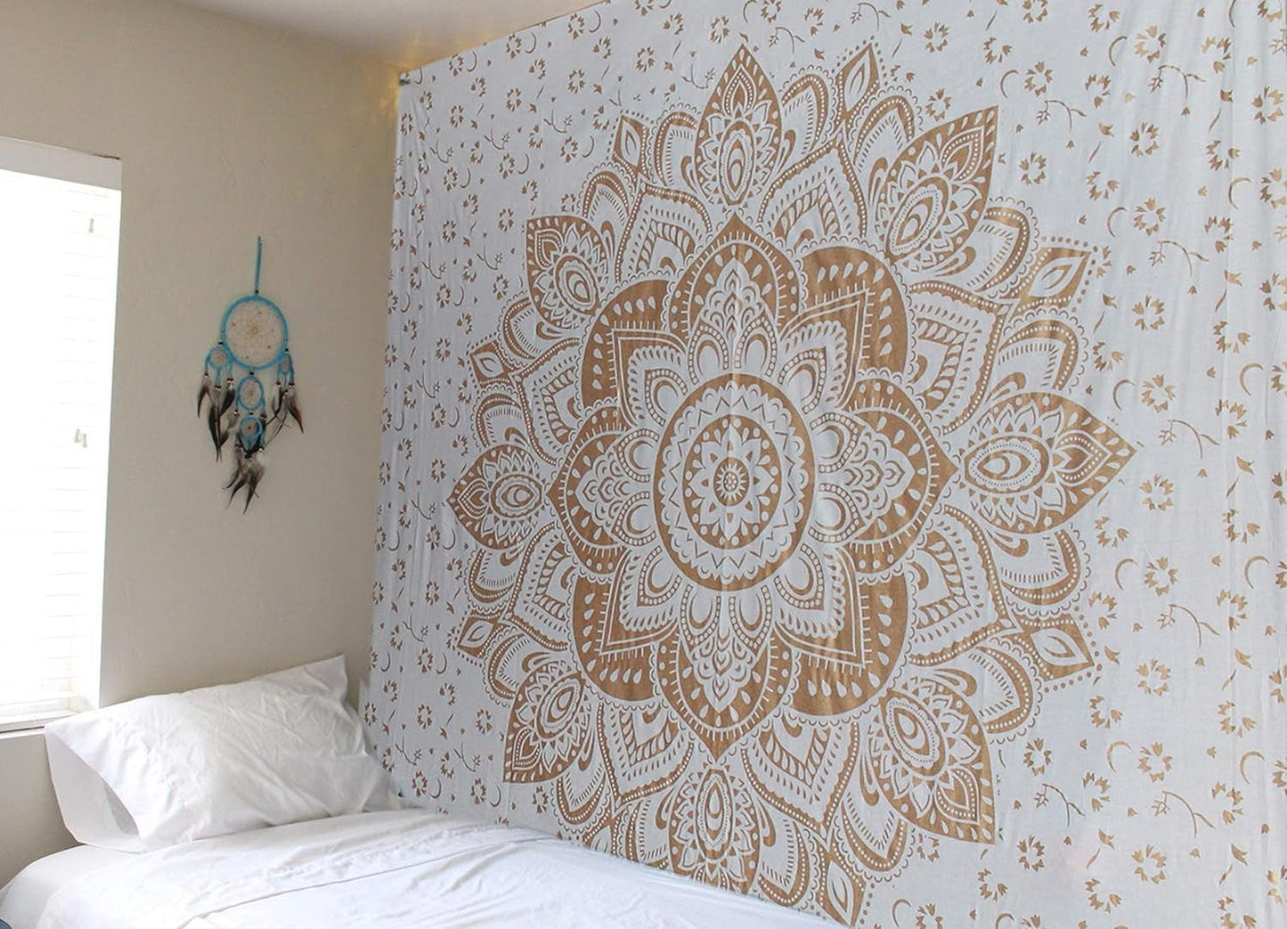 Tapestry guld metallisk mandala indisk bomuld strand kaste Casa - Tilbehør og dekorationer Naty Shop
