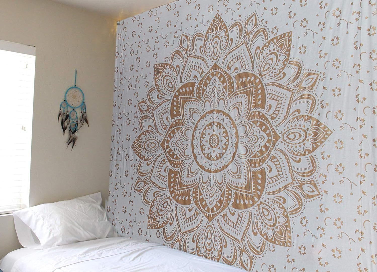 Tapestry guld metallisk mandala indisk bomuld strand kaste Casa - Tilbehør og dekorationer Naty Shop
