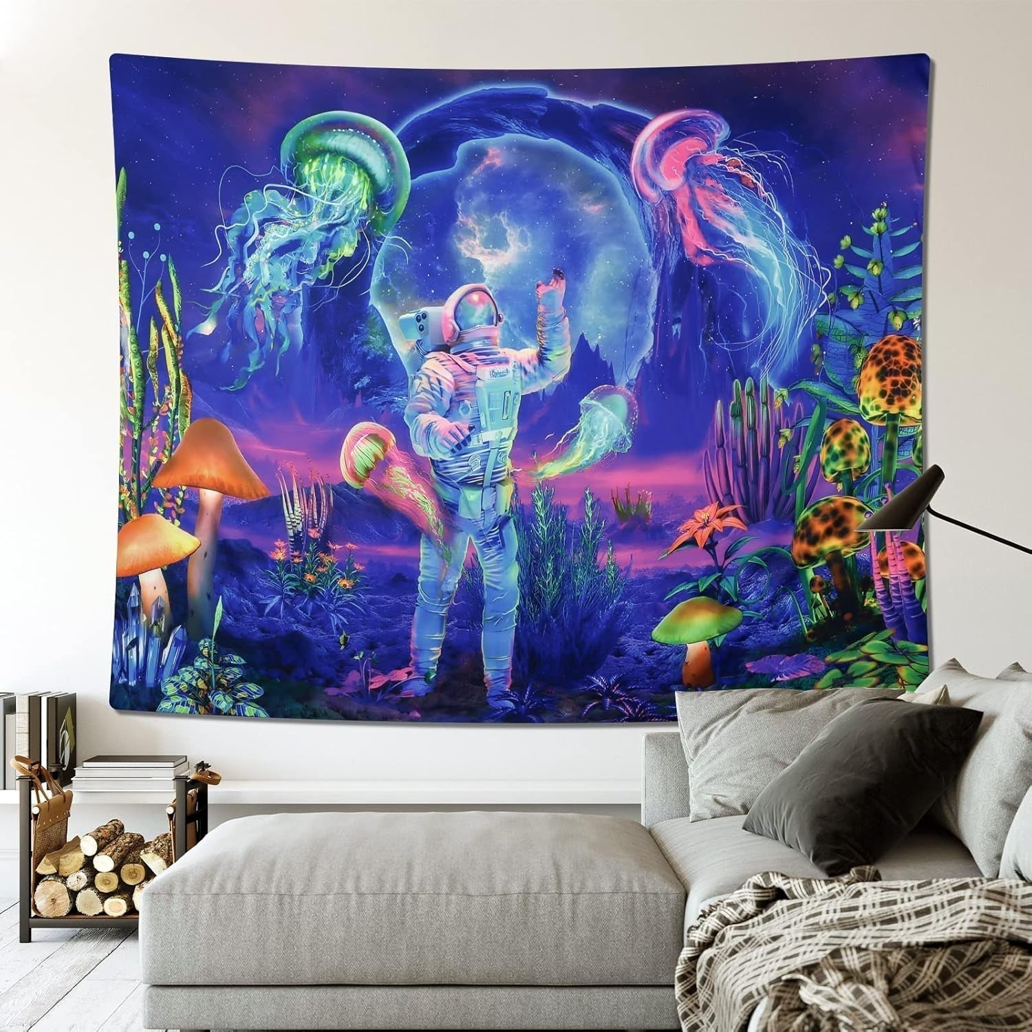 Tapestry betylfoy sort lys astronaut reaktive planter vandmænd Hjem - Tilbehør og dekorationer Naty Shop