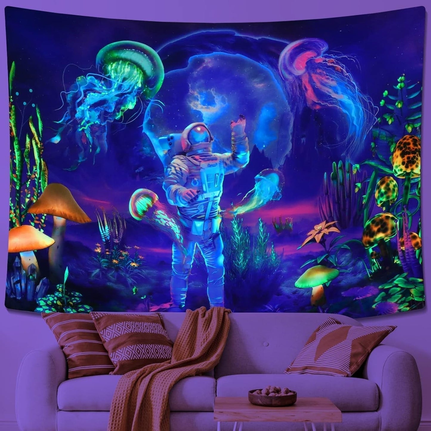 Tapestry betylfoy sort lys astronaut reaktive planter vandmænd Hjem - Tilbehør og dekorationer Naty Shop