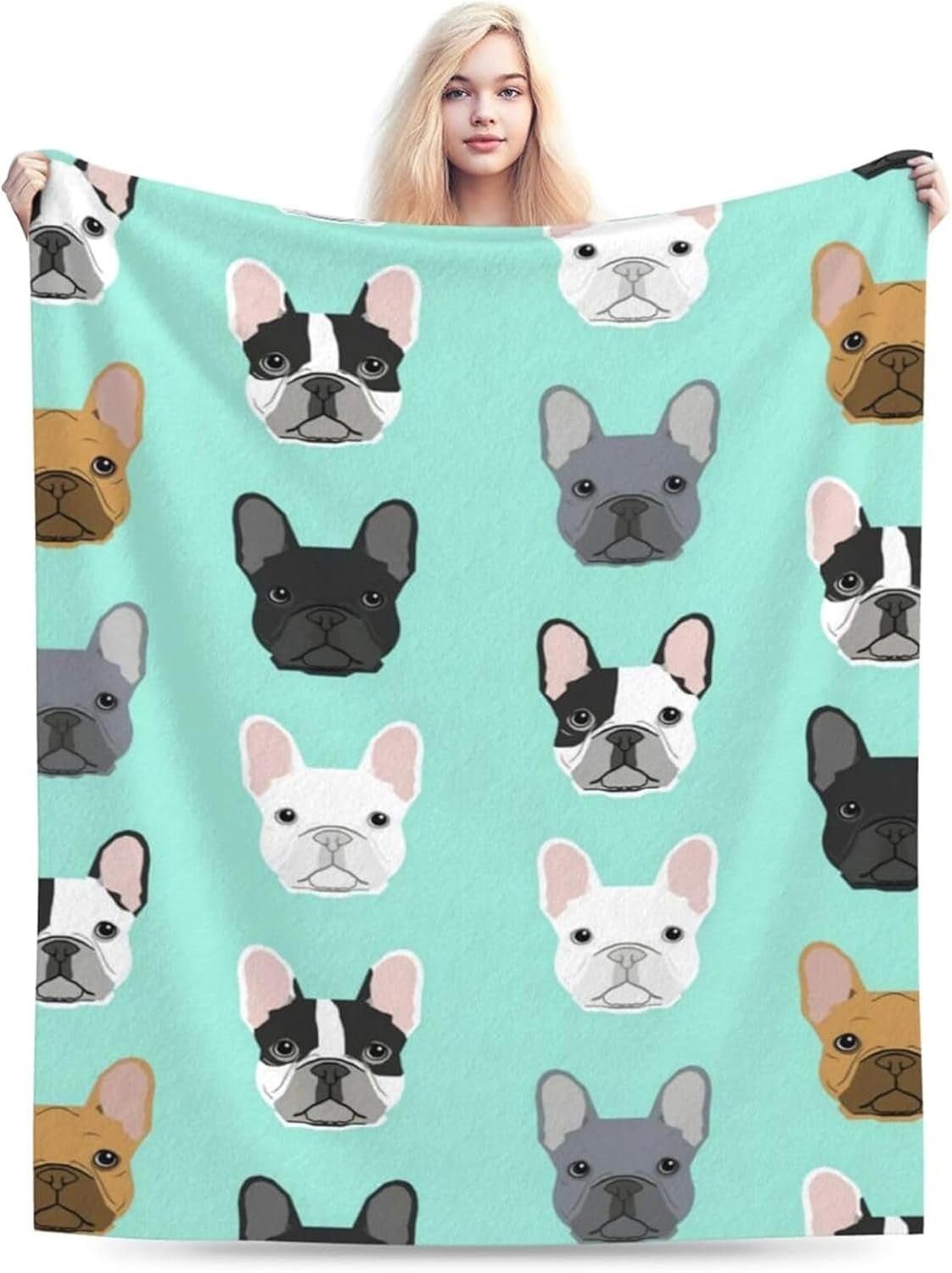 Fransk bulldog gobelin med motiv trykt foran huset - Tilbehør og dekorationer Naty Shop