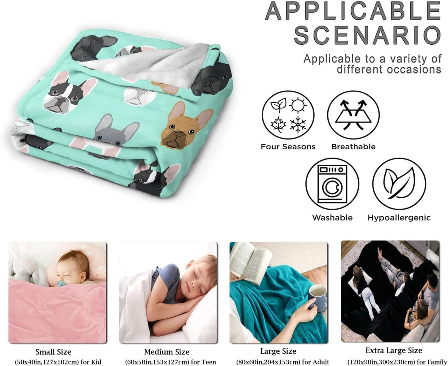 Fransk bulldog gobelin med motiv trykt foran huset - Tilbehør og dekorationer Naty Shop