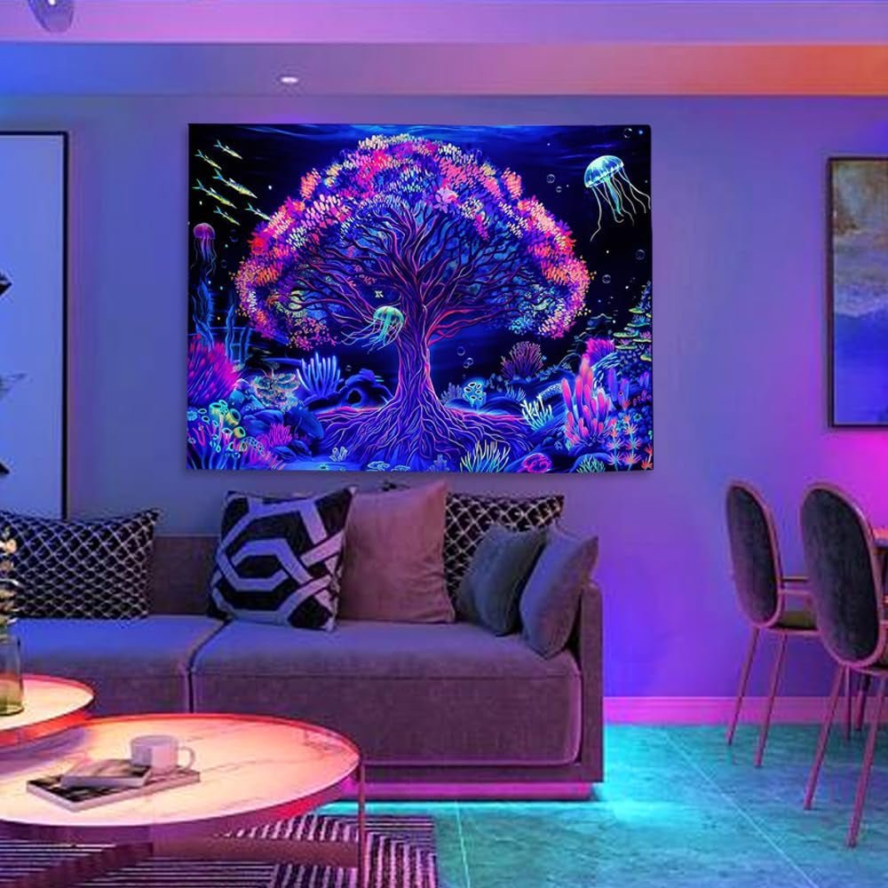 Tapestry tree of life fluorescerende mandala Home - Tilbehør og dekorationer Naty Shop