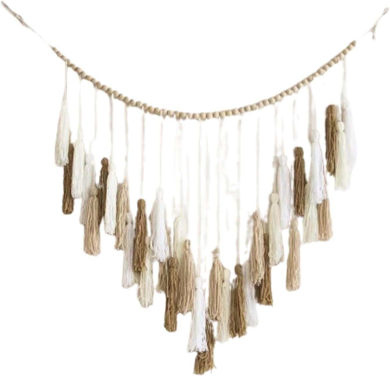 Tapestry deco hængende vævet pastoral træ perle Hjem - Tilbehør og dekorationer Naty Shop Khaki
