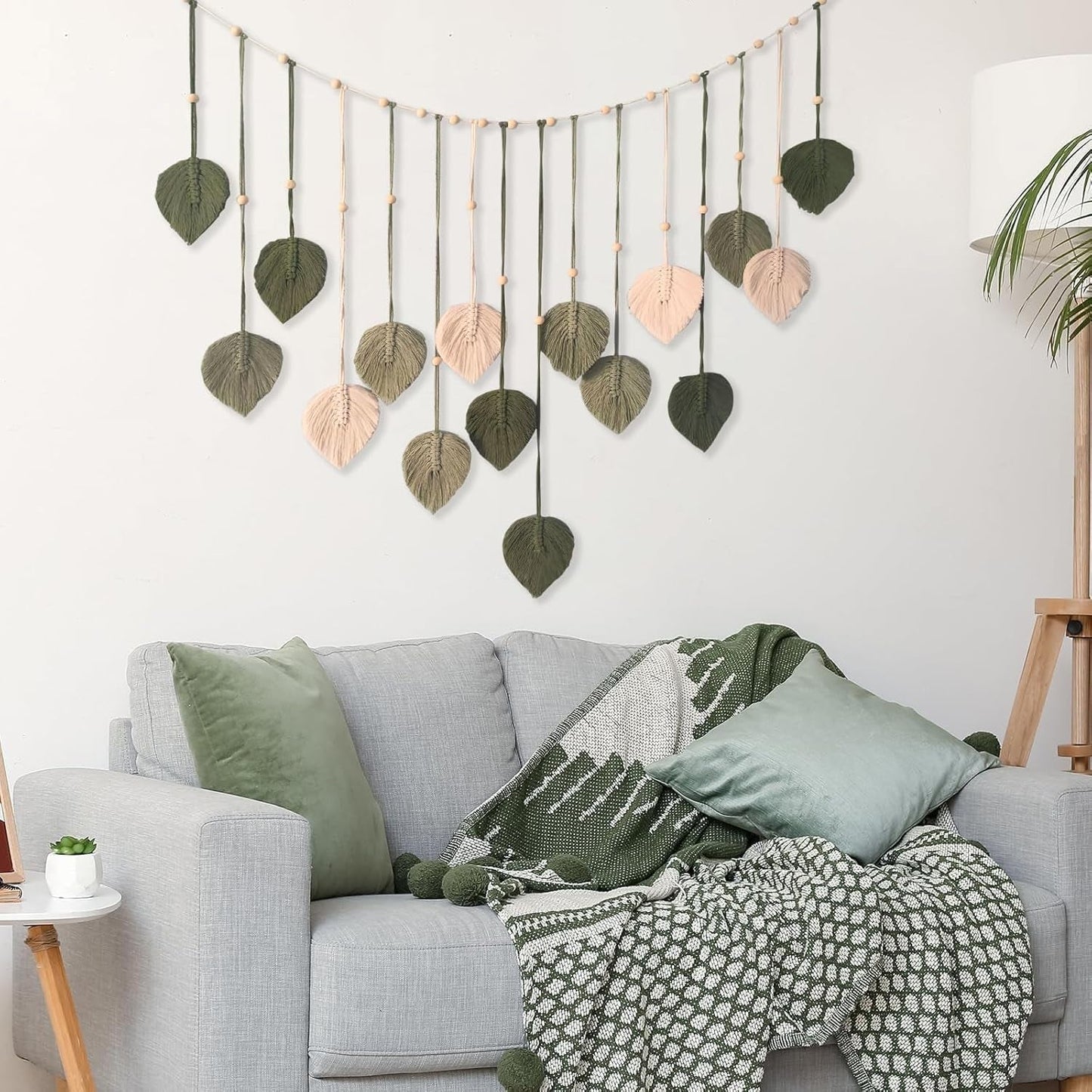 Gobelin dekoration træperler blad design Hjem - Tilbehør og dekorationer Naty Shop