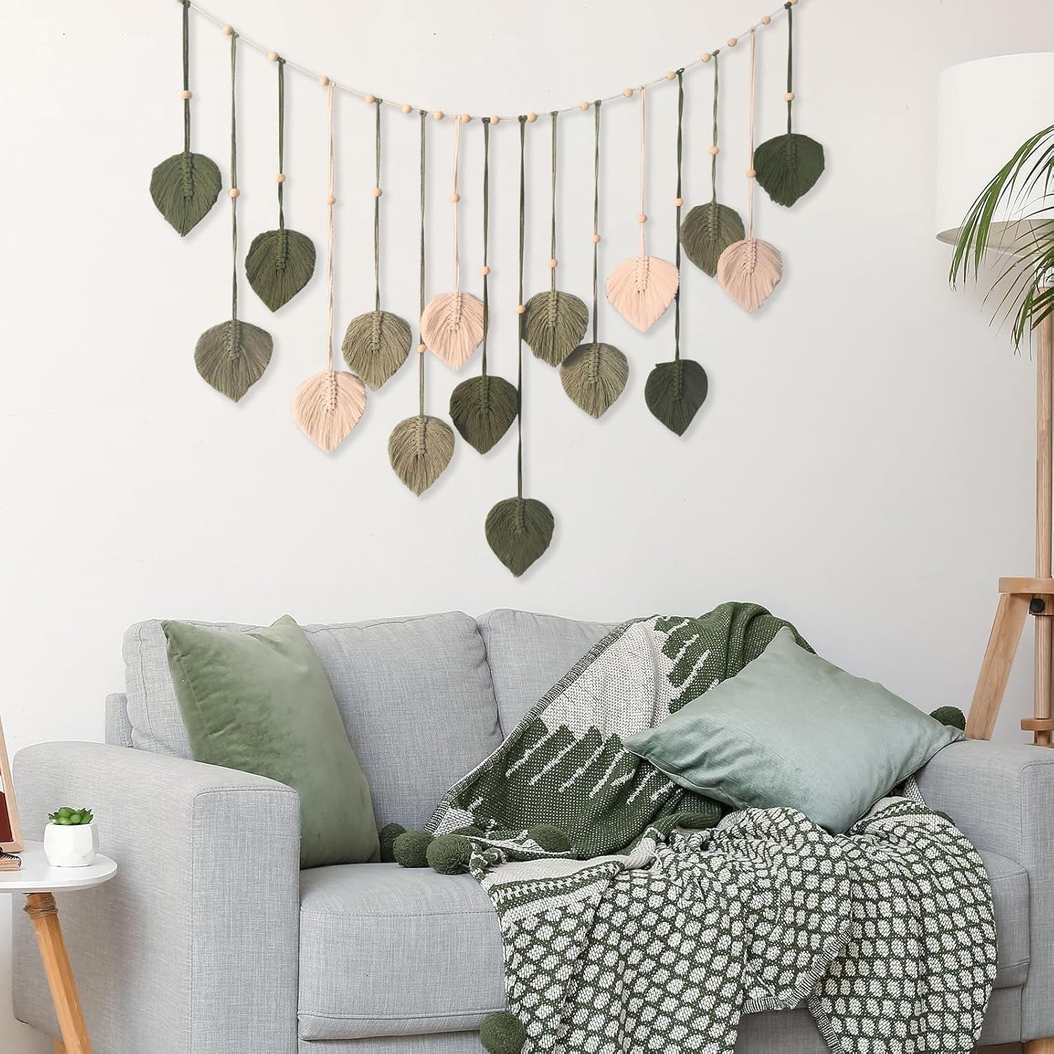Gobelin dekoration træperler blad design Hjem - Tilbehør og dekorationer Naty Shop