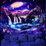 Tapestry dremisland blacklight champignon psykedelisk reaktiv galaksevæg Hjem - Tilbehør og dekorationer Naty Shop Calea Lactee 150L X 130B Cm