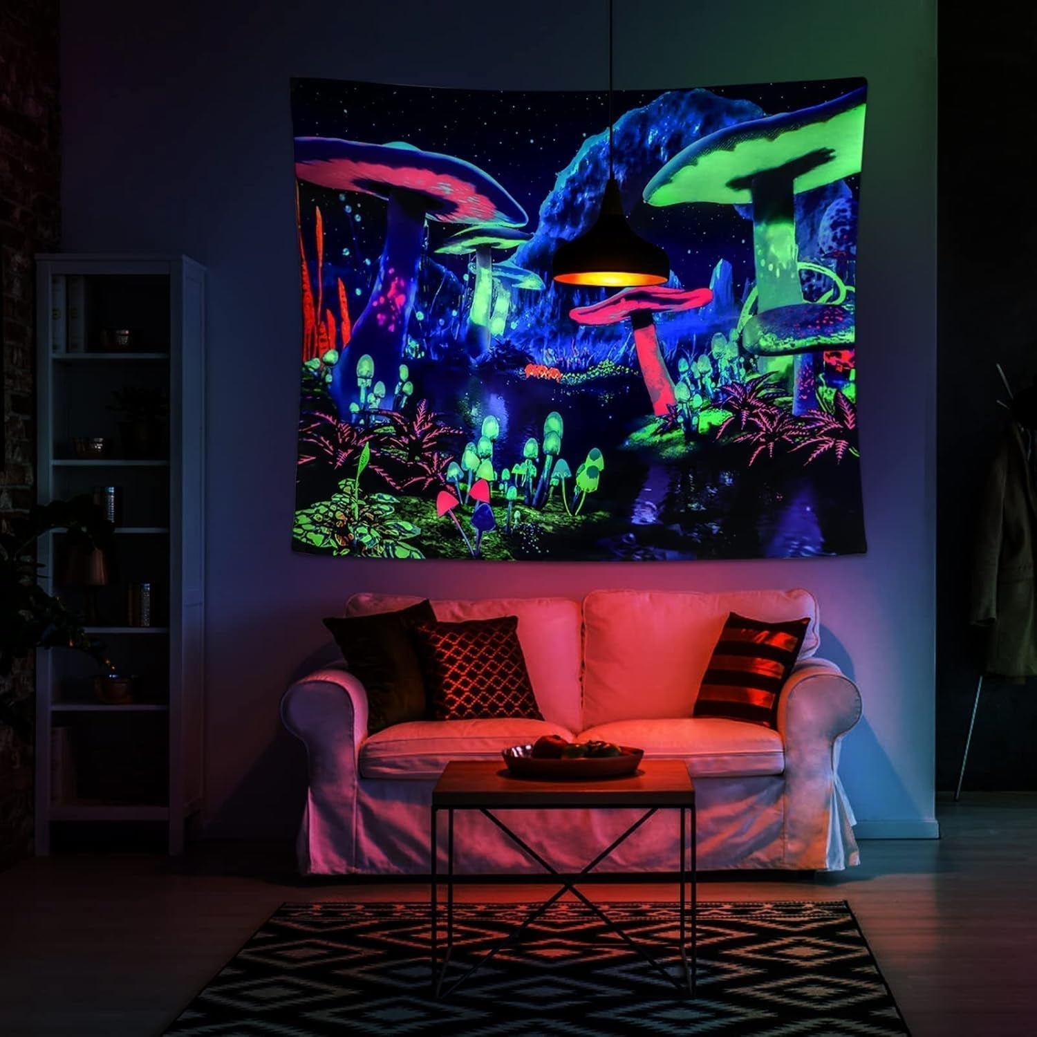 Tapestry dremisland blacklight champignon psykedelisk reaktiv galaksevæg Hjem - Tilbehør og dekorationer Naty Shop