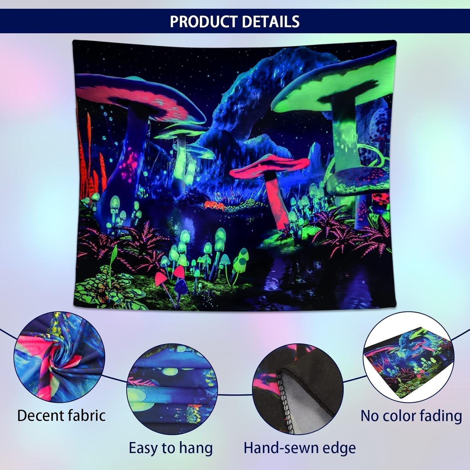 Tapestry dremisland blacklight champignon psykedelisk reaktiv galaksevæg Hjem - Tilbehør og dekorationer Naty Shop