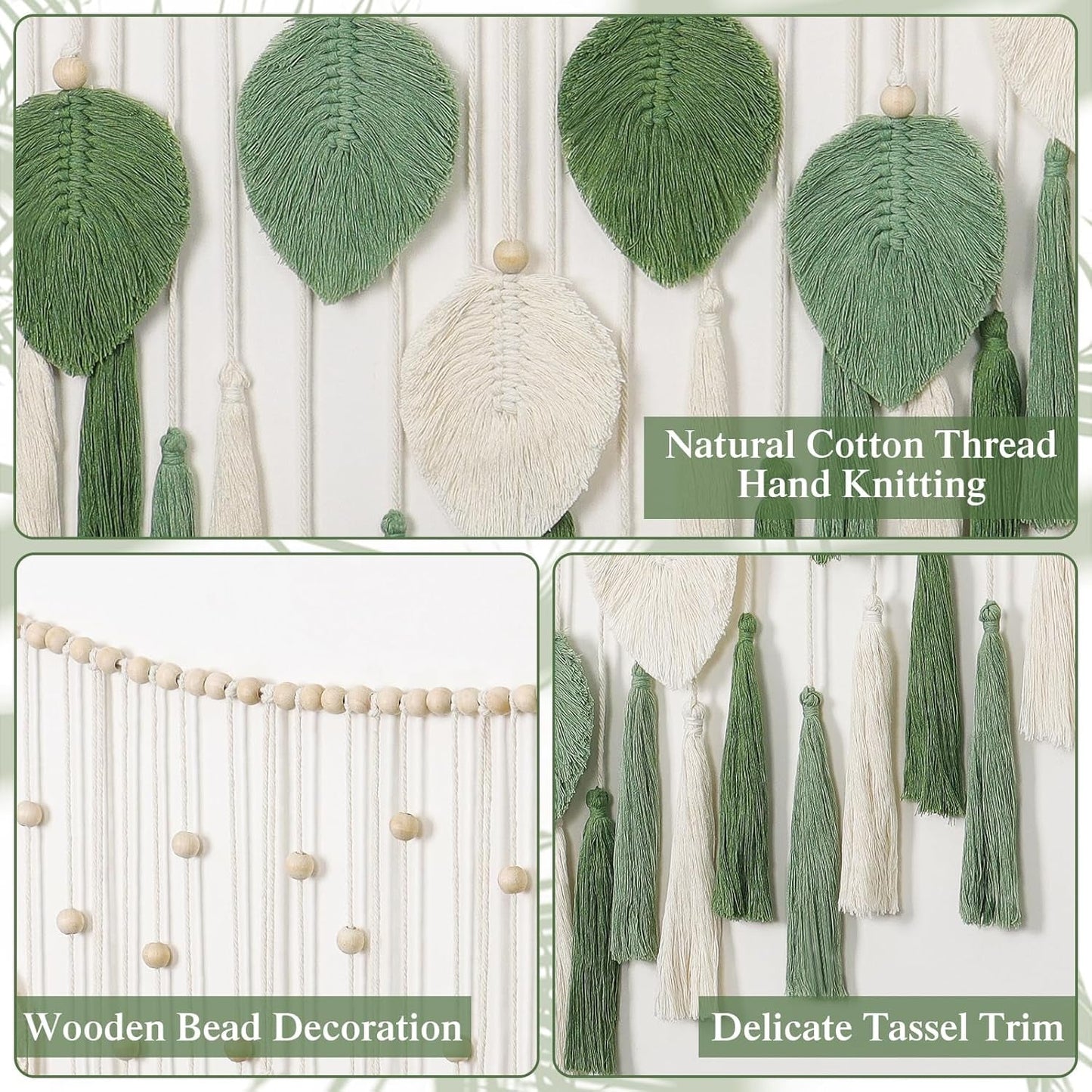 Dremisland gobelin store beige grønne blade kvaster Hjem - Tilbehør og dekorationer Naty Shop