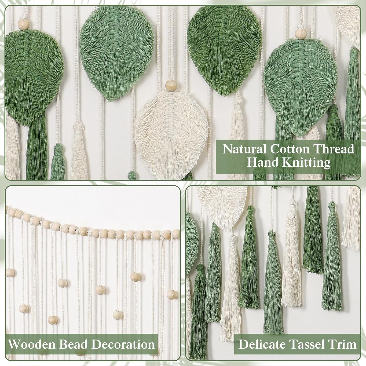 Dremisland gobelin store beige grønne blade kvaster Hjem - Tilbehør og dekorationer Naty Shop