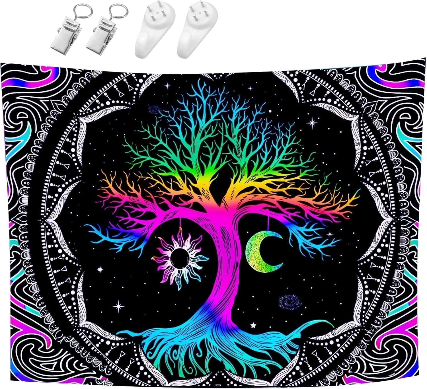 Tapestry fluorescerende træliv psykedelisk måne Hjem - Tilbehør og dekorationer Naty Shop