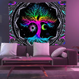 Tapestry fluorescerende træliv psykedelisk måne Hjem - Tilbehør og dekorationer Naty Shop