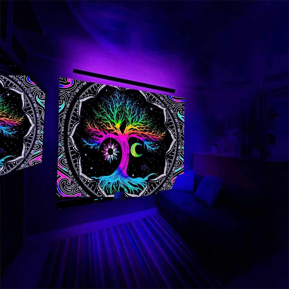 Tapestry fluorescerende træliv psykedelisk måne Hjem - Tilbehør og dekorationer Naty Shop