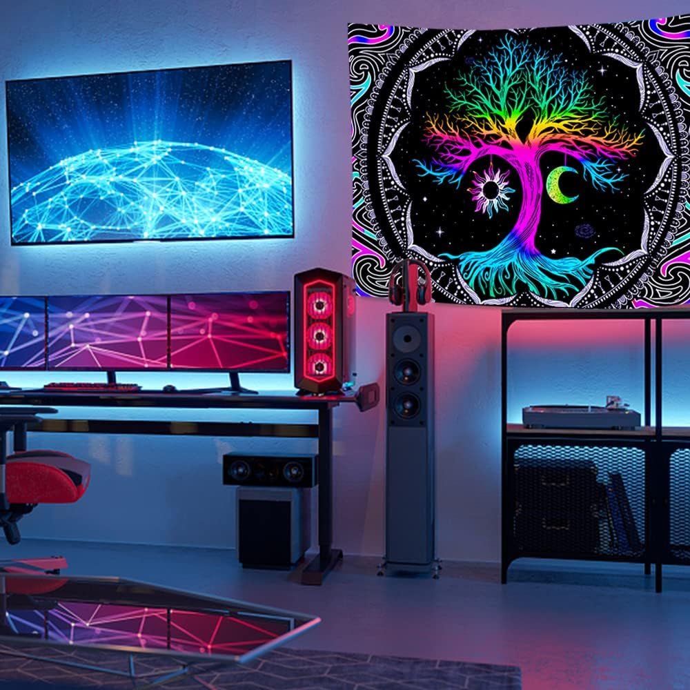 Tapestry fluorescerende træliv psykedelisk måne Hjem - Tilbehør og dekorationer Naty Shop