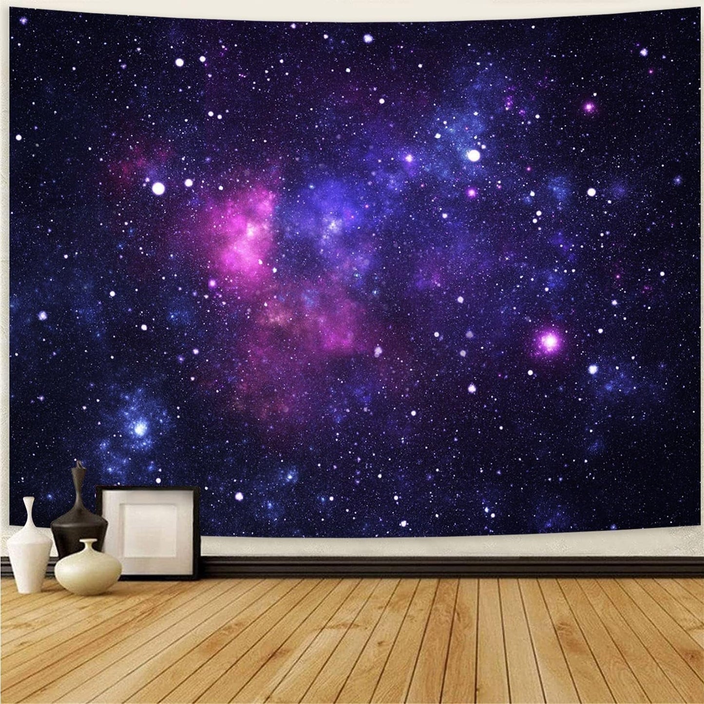 Tapestry galakse sort lys stjernehimmel reaktiv blå Hjem - Tilbehør og dekorationer Naty Shop