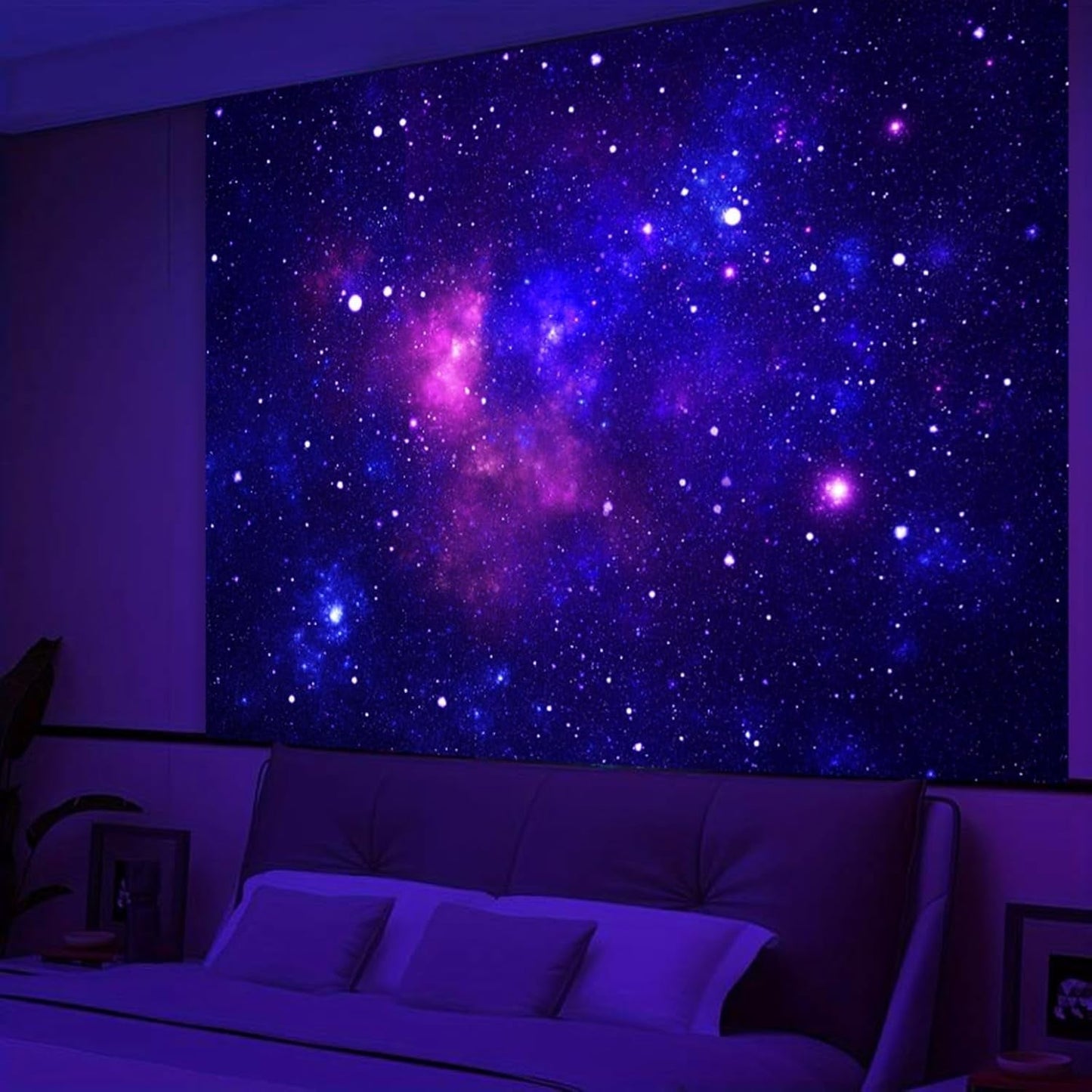 Tapestry galakse sort lys stjernehimmel reaktiv blå Hjem - Tilbehør og dekorationer Naty Shop