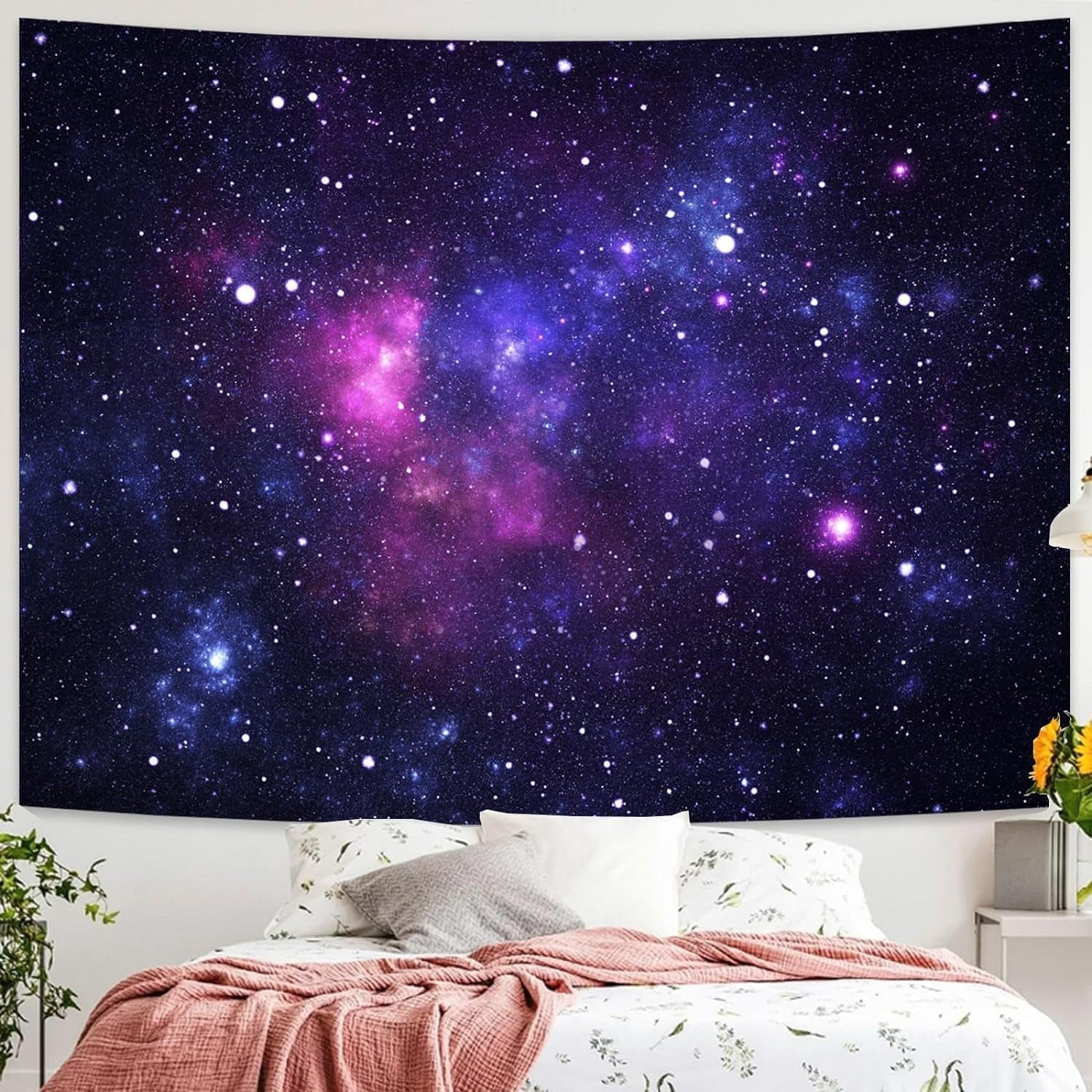Tapestry galakse sort lys stjernehimmel reaktiv blå Hjem - Tilbehør og dekorationer Naty Shop