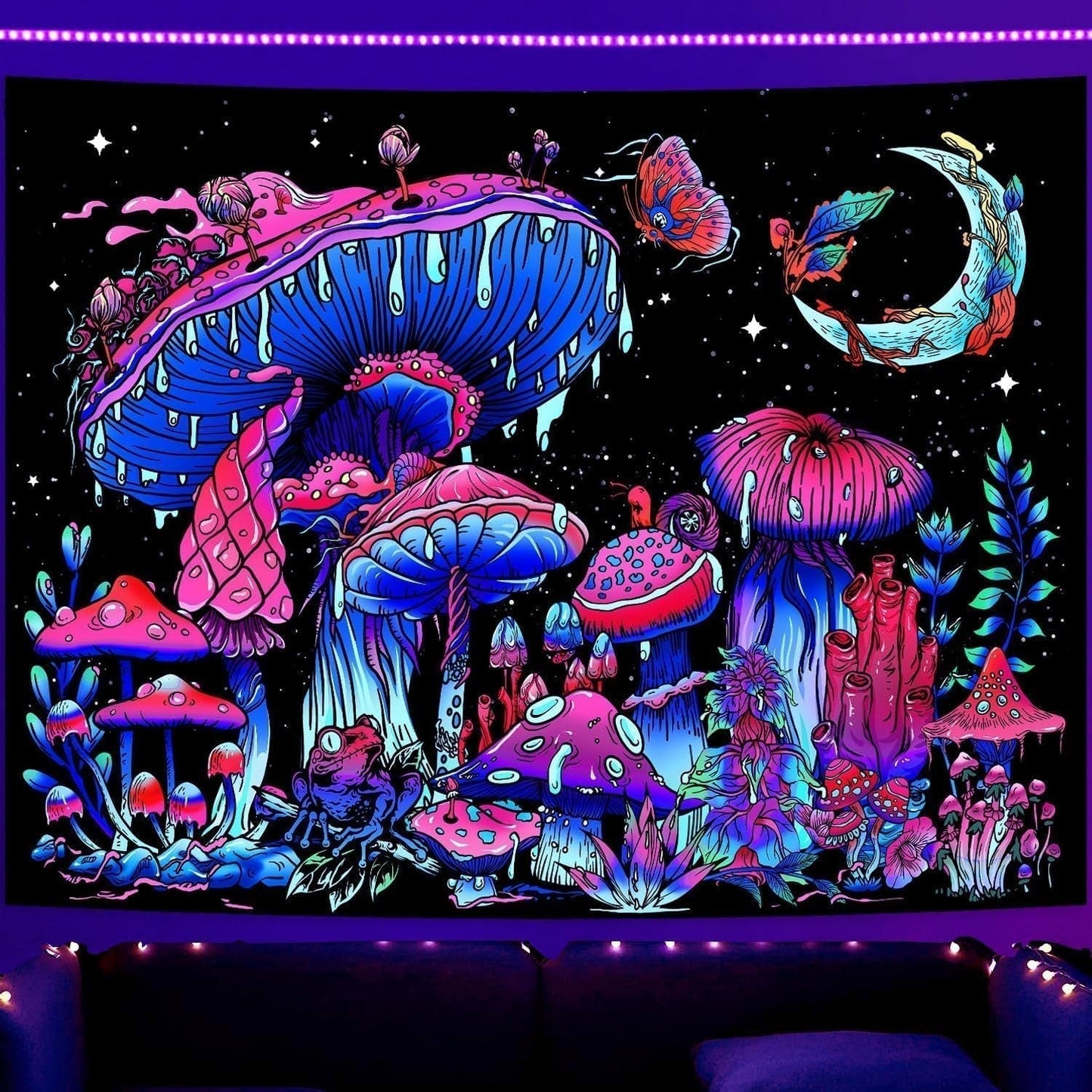Tapestry galakse sort lys stjernehimmel reaktiv blå Hjem - Tilbehør og dekorationer Naty Shop Svamp 200L X 150B Cm