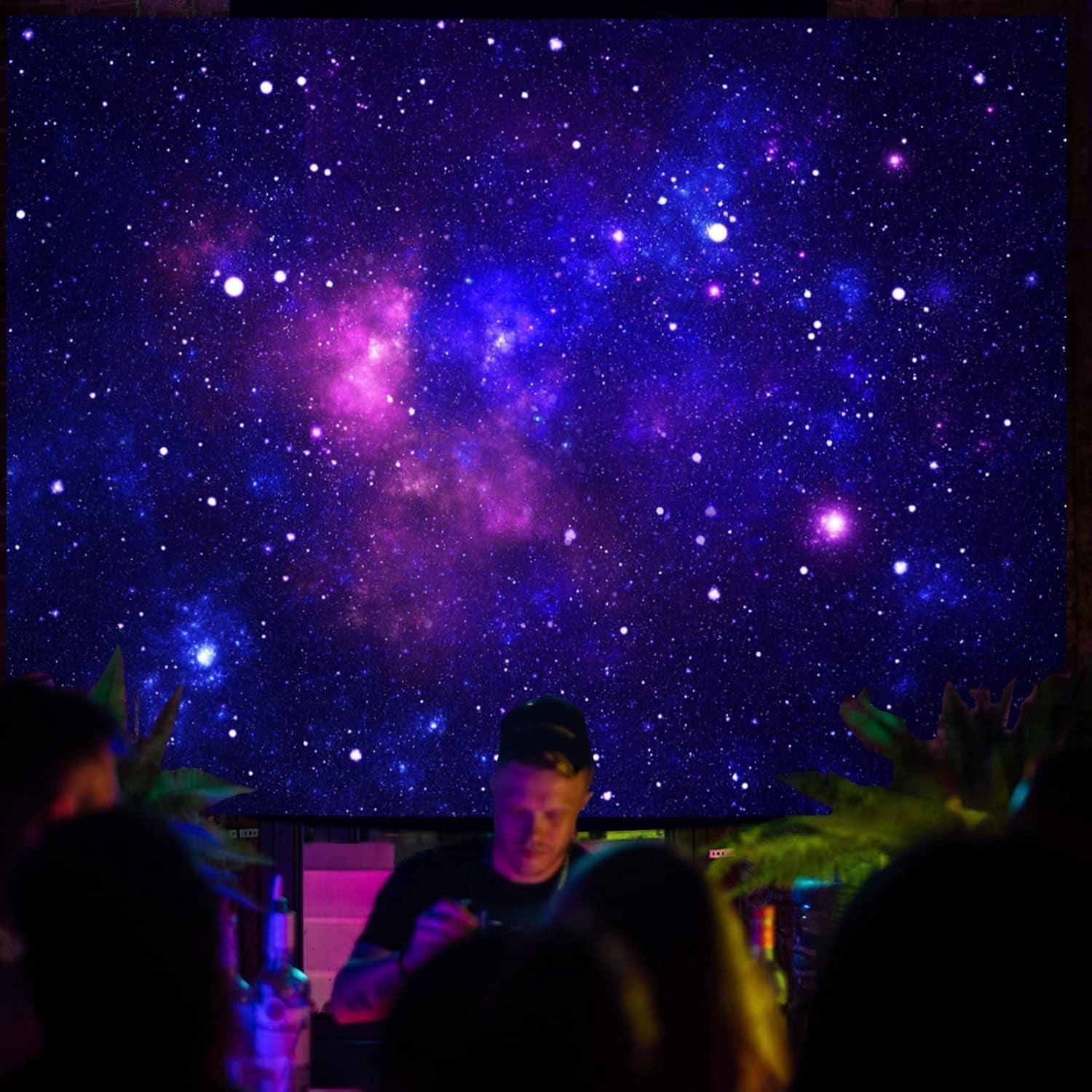 Tapestry galakse sort lys stjernehimmel reaktiv blå Hjem - Tilbehør og dekorationer Naty Shop