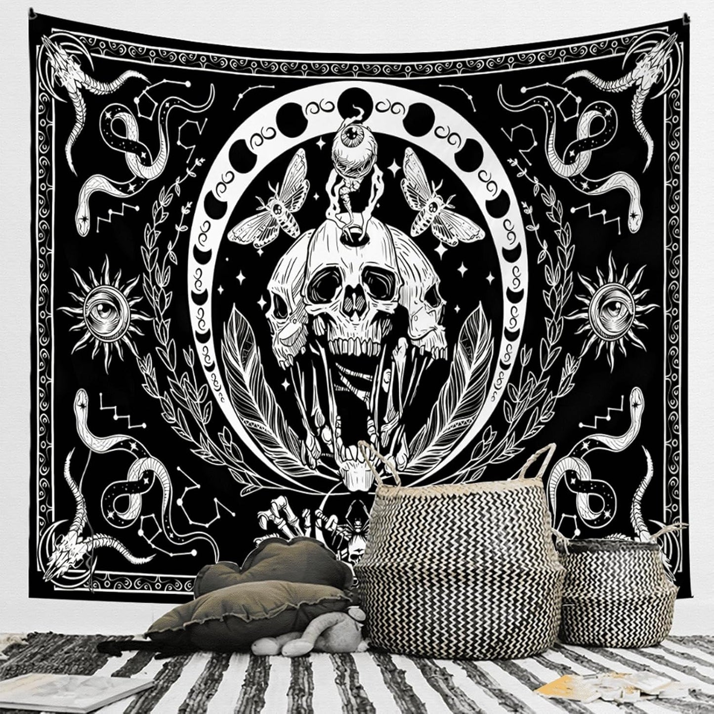 Gobelin gothic halloween banner sort hvid Hjem - Tilbehør og dekorationer Naty Shop