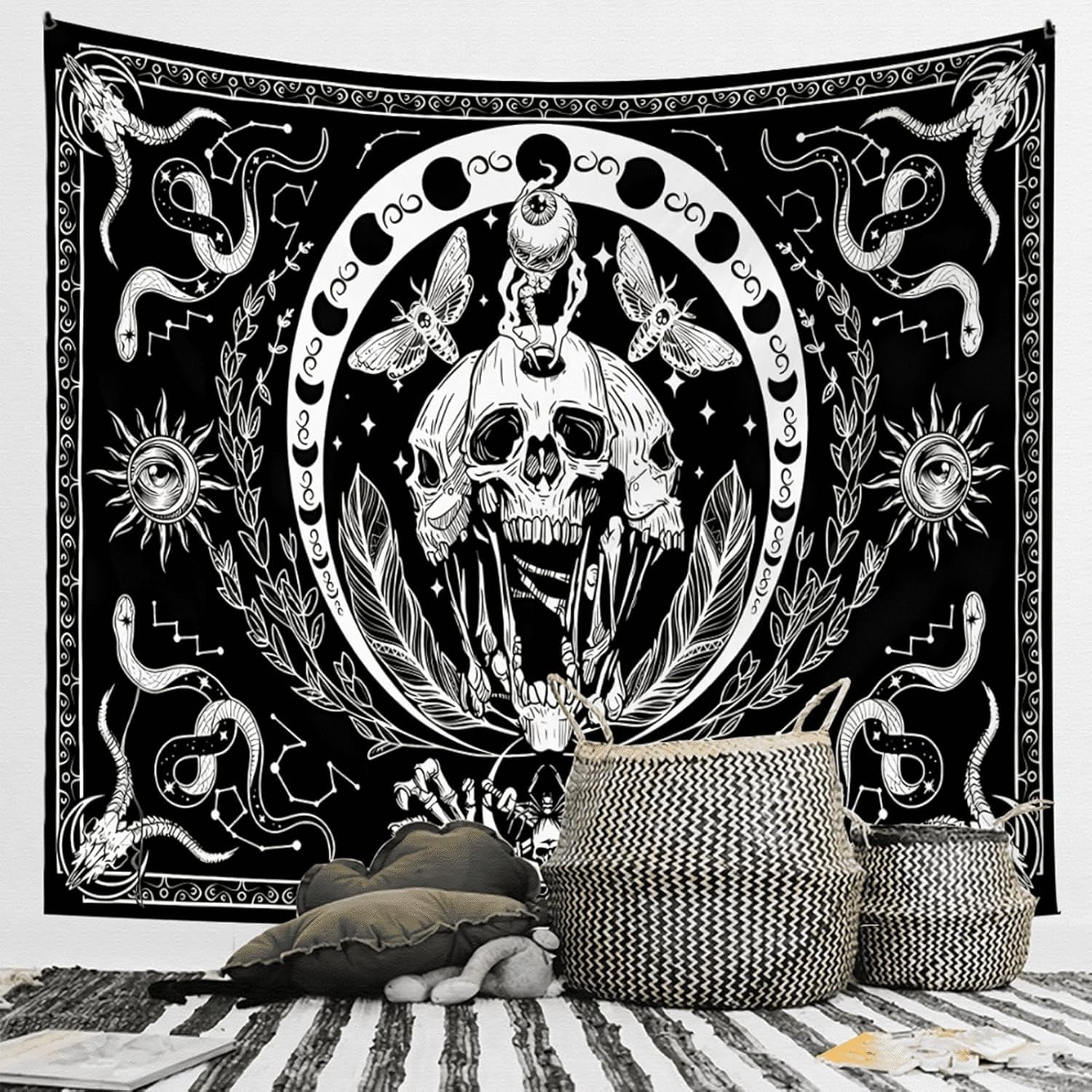 Gobelin gothic halloween banner sort hvid Hjem - Tilbehør og dekorationer Naty Shop