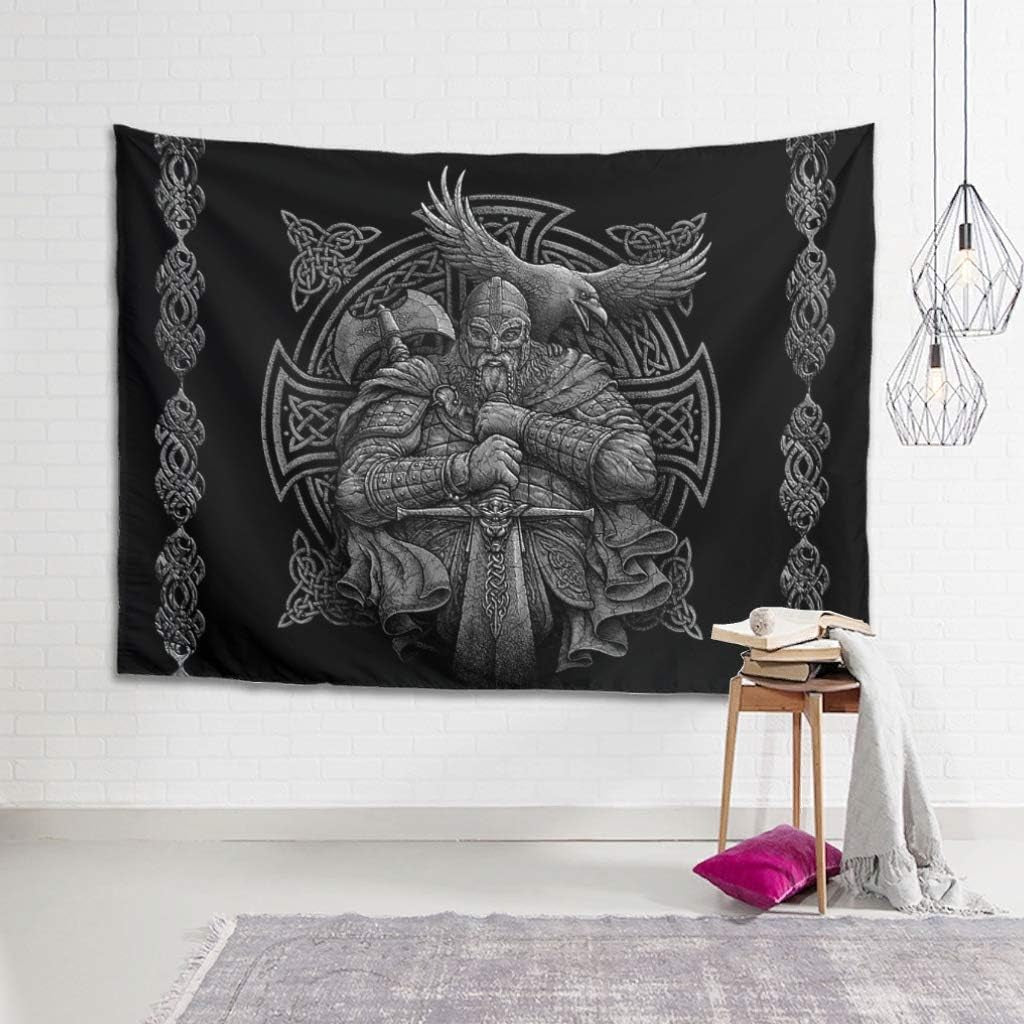 Gobelin grå viking odin økse sværd ravnekors Hjem - Tilbehør og dekorationer Naty Shop